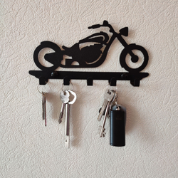 Ключница Мотоцикл на 5 крючков, металл, черная