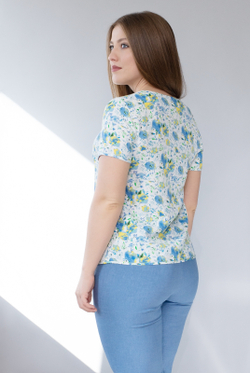 Блузка 1839ЮП, голуб.цветок #40ГЦ091839ЮП
