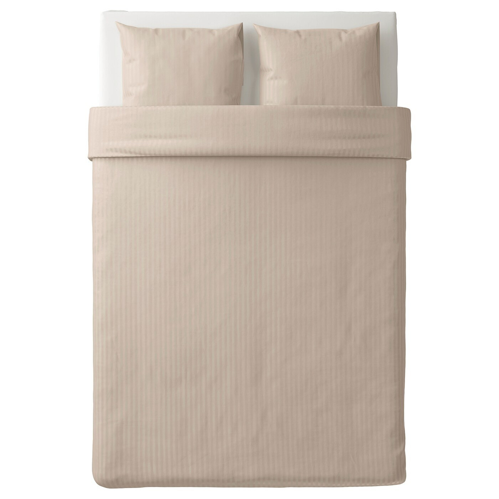 IKEA NATTJASMIN  (ИКЕА НАТТЙАСМИН)  -  Пододеяльник и 2 наволочки, светло-бежевый, 200x200/50x60 см