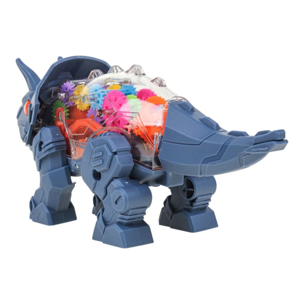 Динозавр на бат., 2 цв. в ассортименте, световые и звуковые эффекты, шестерёнки вращаются