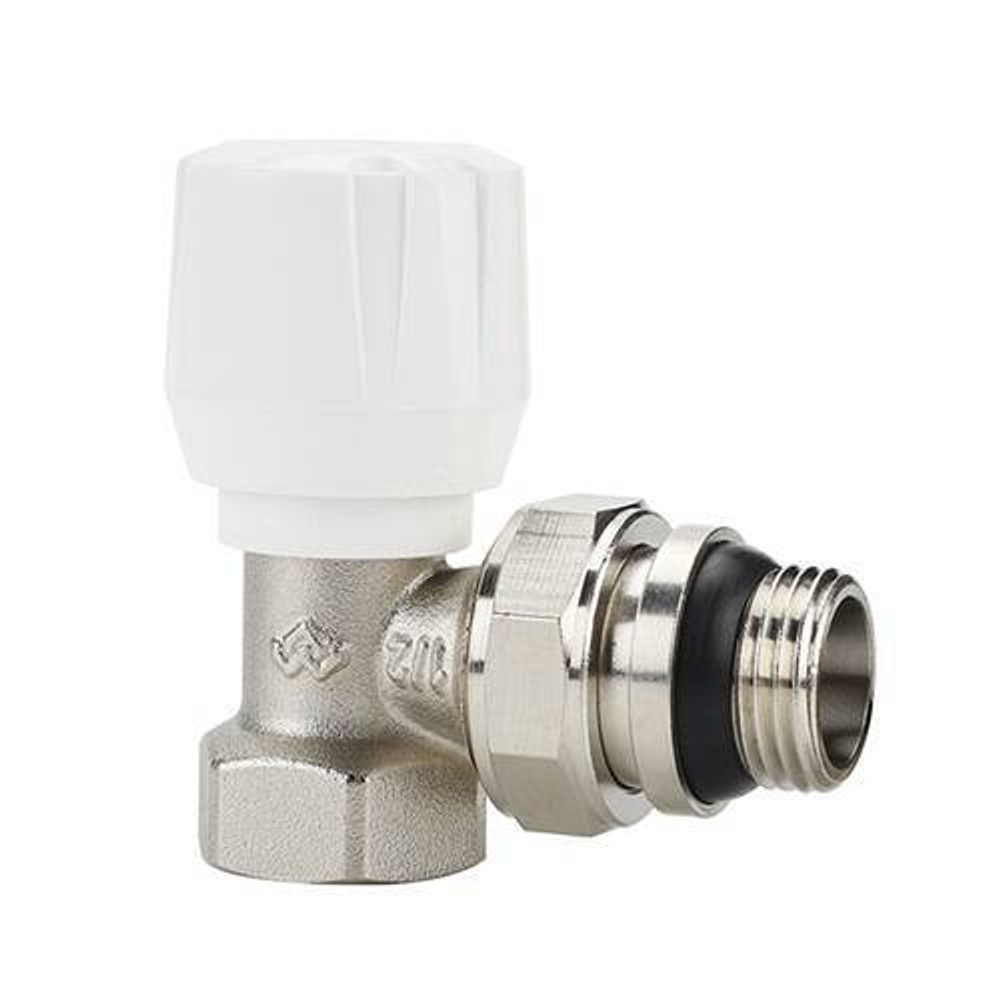 Вентиль ручной регулировки угловой Varmega VM100 - 3/4" (ВР/НР-американка, PN10, Tmax110°C, O-ring)