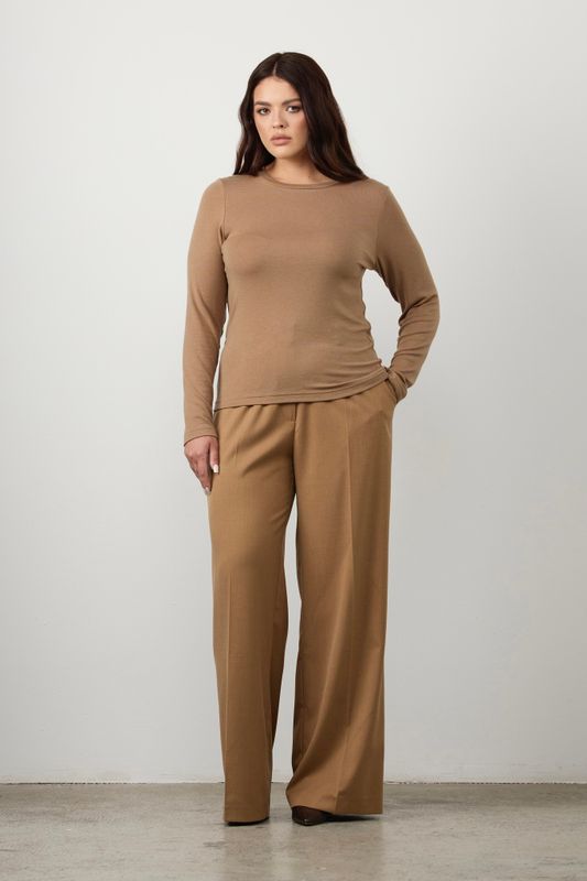 Лонгслив с шерстью мериноса, кэмел