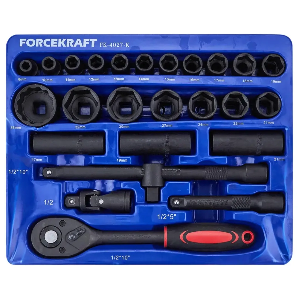 Набор инструментов 26пр. 1/2''(6гр.) FORCEKRAFT FK-4027-K