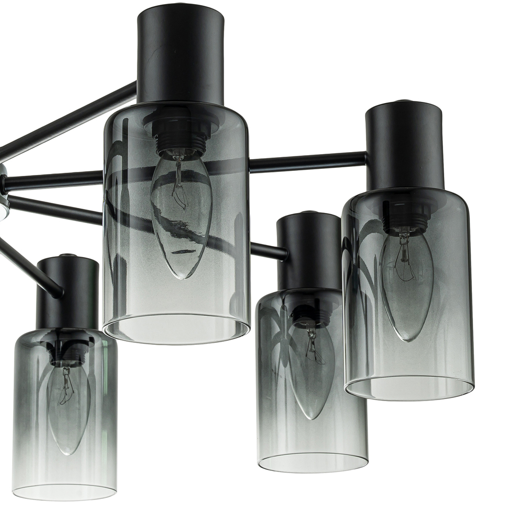 Светильник на штанге 8x40Вт, E14, металл/стекло, черный/хром