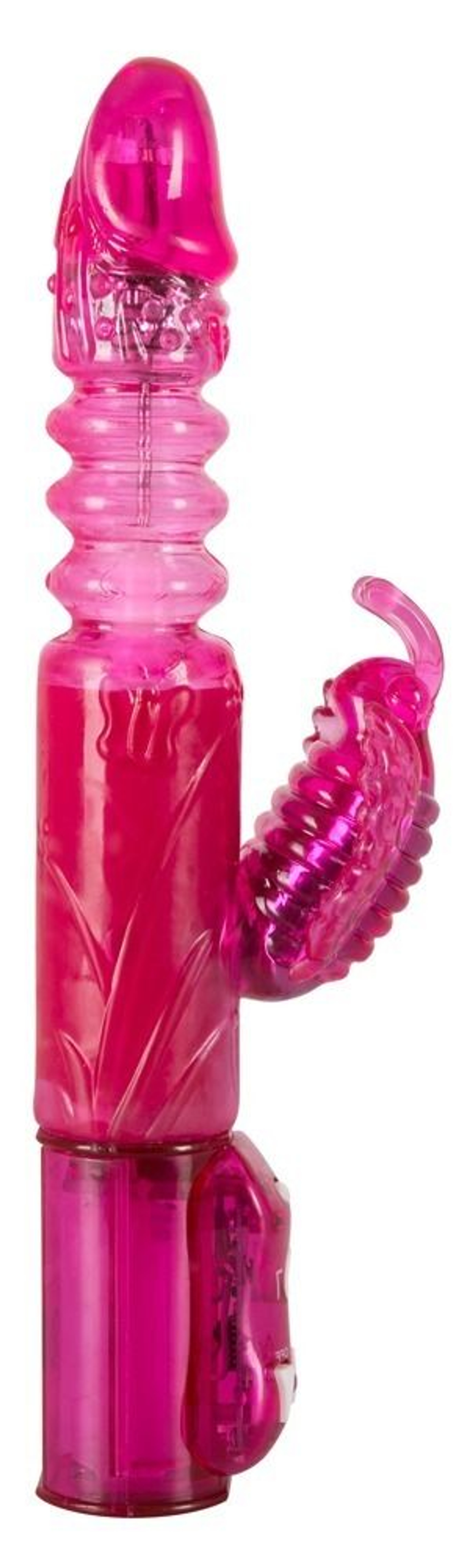 Розовый вибратор Butterfly с возвратно-поступательным движением - 23 см. (Цвет: розовый)