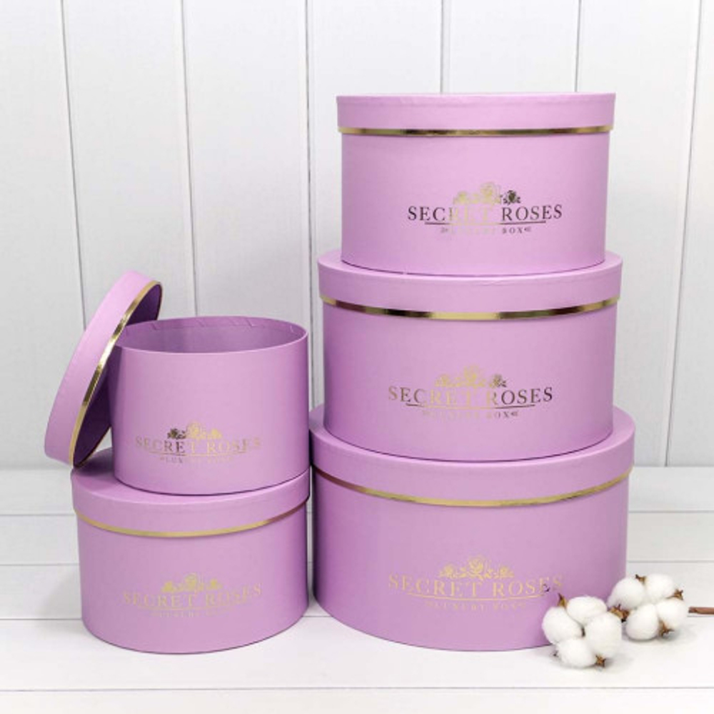 Коробка 30х16 см Набор 5 шт "Secret Roses" (Сиреневый)