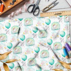 Ткань оксфорд 210 слоны и бегемоты с воздушными шарами