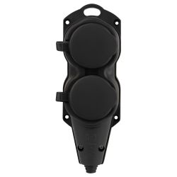 Колодка ЭРА KX-2e-B-IP44 каучуковая с заземлением 2 розетки 16A IP44 черная | Колодки