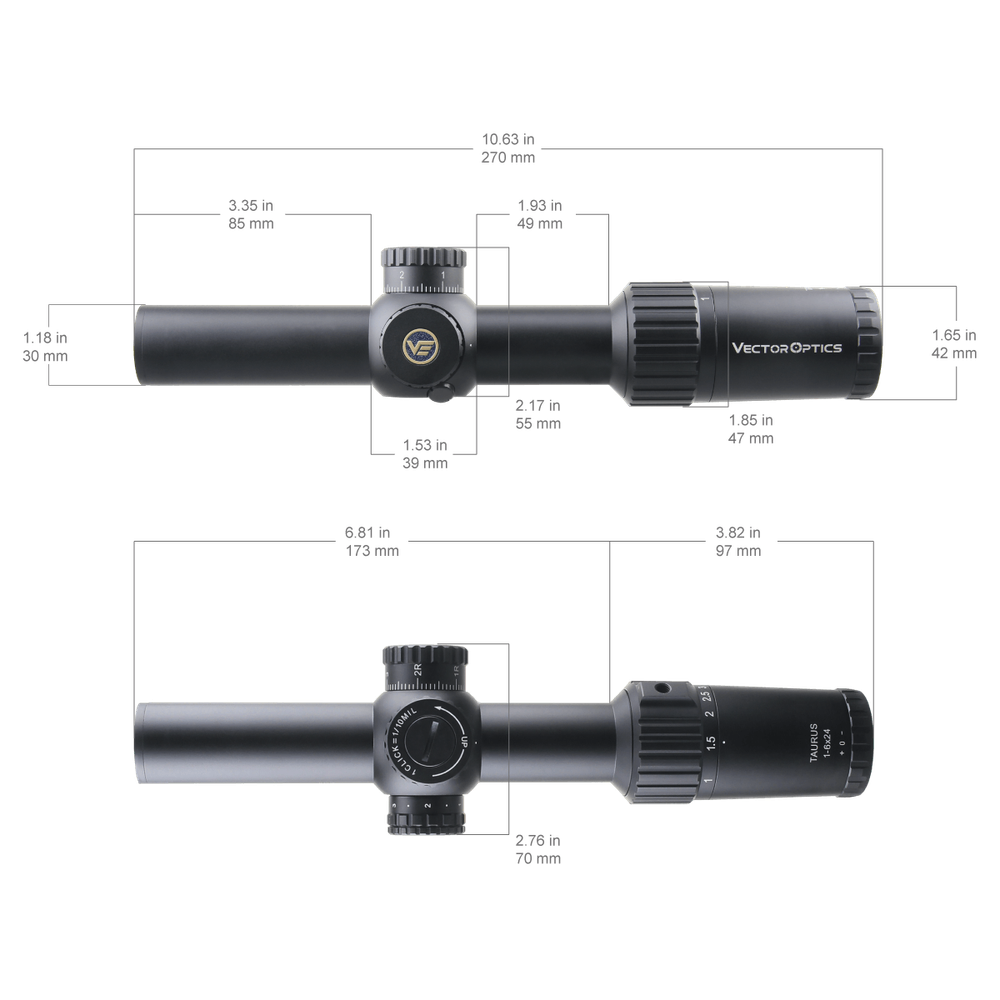 Оптический прицел Vector Optics Taurus 1-6x24 SFP, сетка VTC-CMIL, 30мм, азотозаполненный, с подсветкой (SCOC-42P)