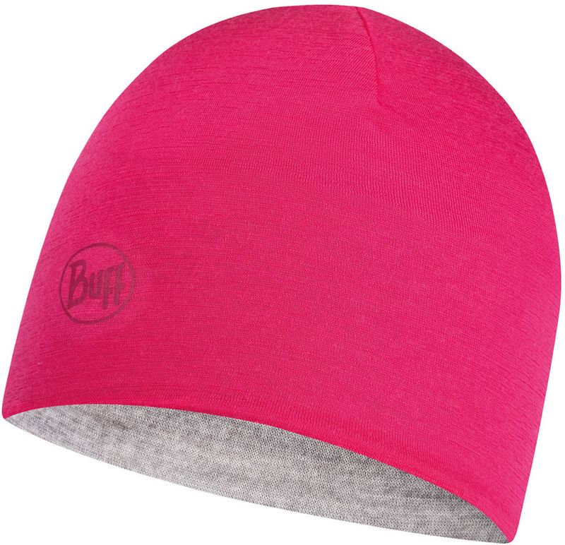 Тонкая шерстяная шапка детская Buff Hat Wool Iightweight Reversible Wild Pink/Light Grey Фото 1