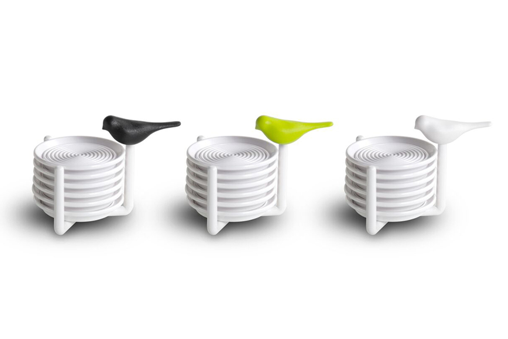 Набор подставок под чашки Sparrow белый с черным Qualy