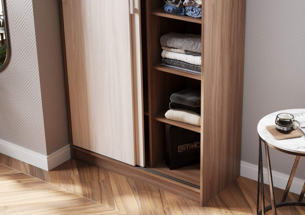 Евро Шкаф-купе 1.0 м Ясень шимо темный / Ясень шимо светлый