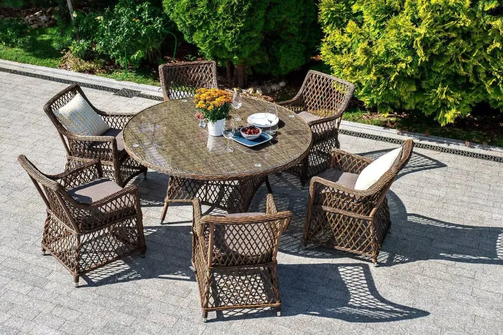 "Эспрессо-150 L" обеденная группа плетеная, цвет коричневый