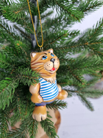 Кот Матроскин ёлочная игрушка из фарфора