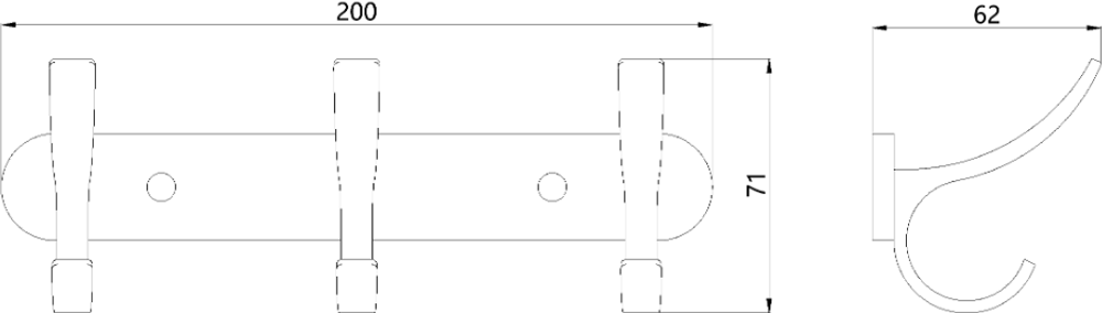 Крючок STWORKI Киркенес S45306GB вороненая сталь, на шурупах