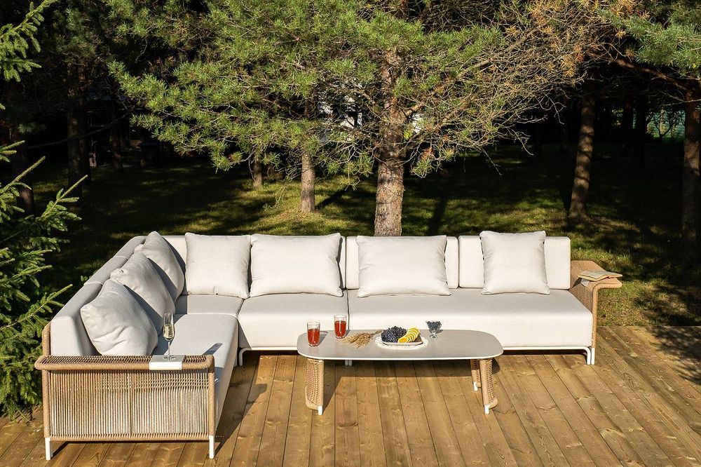 "Мальдивы" трансформирующаяся лаунж-зона из искусственного ротанга, цвет соломенный