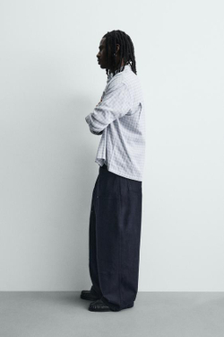 ZARA БРЮКИ КАРГО С ЗАКЛЕПКАМИ, МОРСКОЙ СИНИЙ