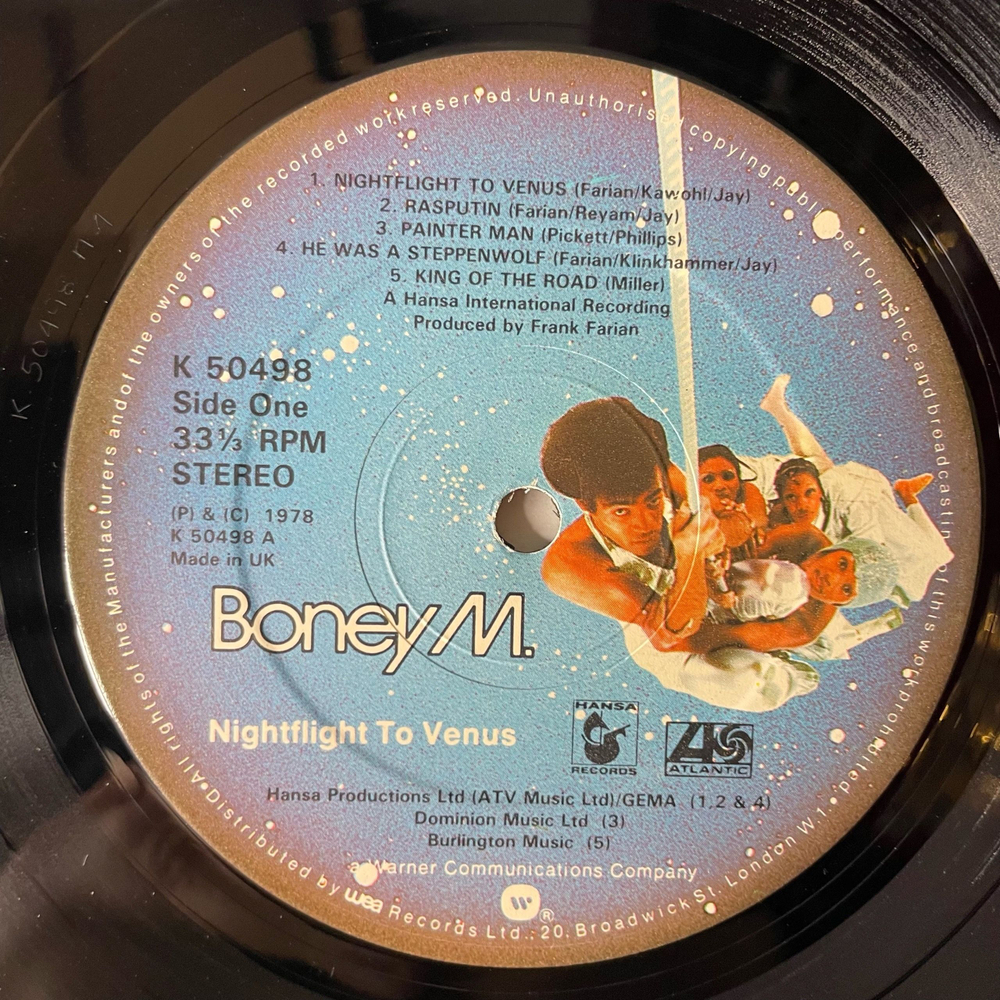 Винтажная виниловая пластинка LP Бони М Boney M. Nightflight To Venus (Англия 1978)