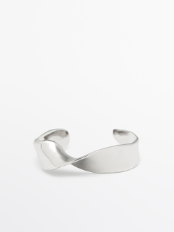Massimo Dutti Широкий рельефный браслет, серебряный