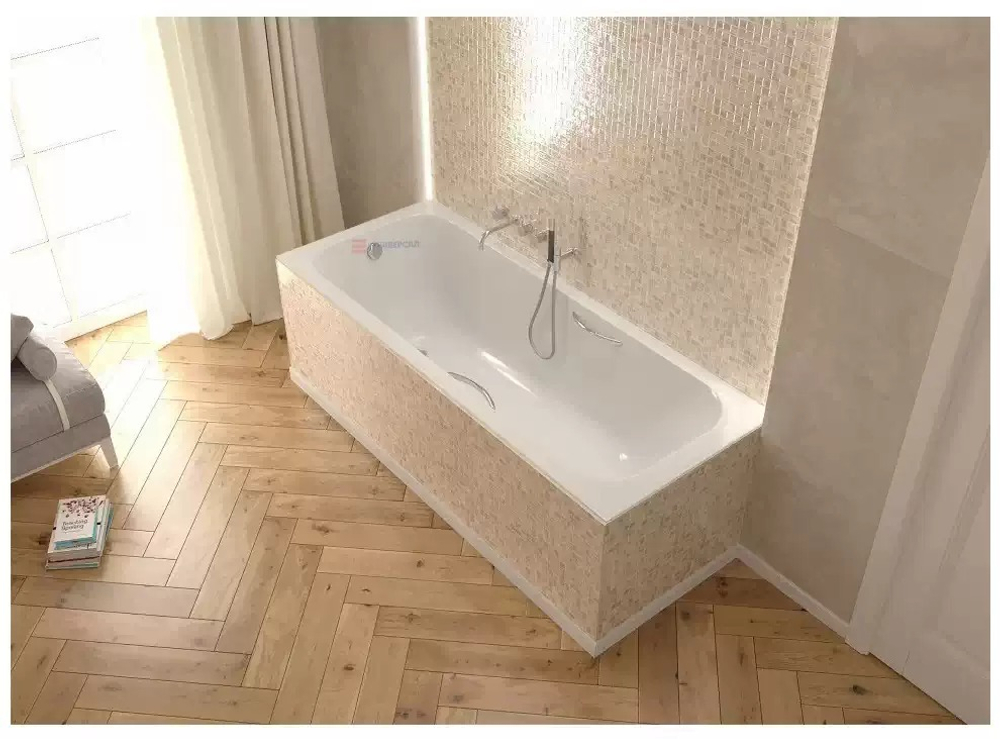 Ванна из чугунного литья эмалированная УНИВЕРСАЛ "Оптима-У" в комплекте с установочной арматурой (комплект 4) длиной 1600мм