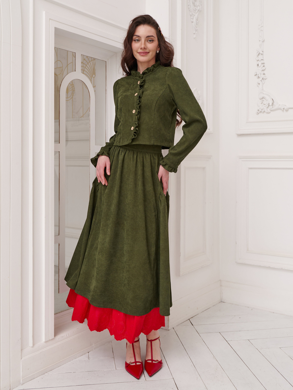 Юбка бохо вельветовая миди