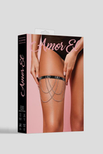 Соблазнительная подвязка на ногу с декоративными цепочками (Размер: S-M-L) (Цвет: черный)