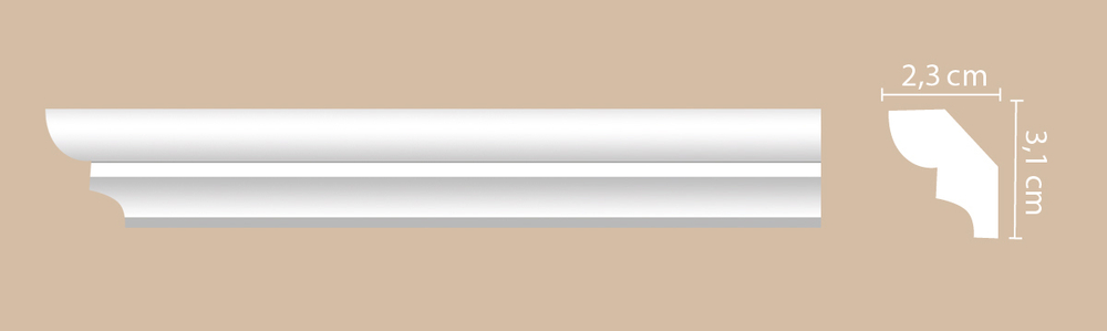 Плинтус потолочный ударопрочный гладкий Decomaster A211 31х23х2000мм