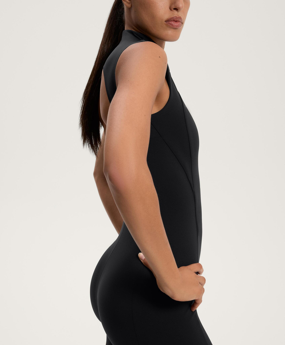 Oysho Компрессионный комбинезон на молнии, черный