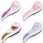 Расческа массажная компактная «АМОР», блестки, микс 4 дизайна, 18*7,5см (PVC коробка)