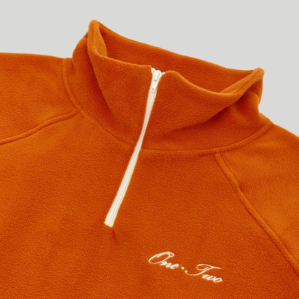 Drawstring Half-Zipped Sweatshirt Orange