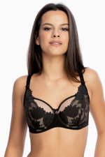 Бюстгальтер с мягкой чашкой из кружева с растительным рисунком (Размер: 75H) (Цвет: черный)