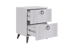 Тумба прикроватная "Ева" 2 (Белое дерево/Белый матовый)