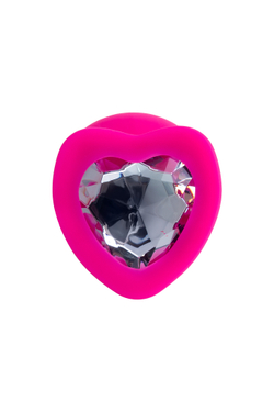 Анальная втулка ToDo Diamond Heart, силикон, розовая, 9,5 см, Ø 4 см