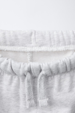 ZARA ШОРТЫ С НАДПИСЬЮ, СЕРЫЙ С МЕЛАНЖЕВЫМ ЭФФЕКТОМ