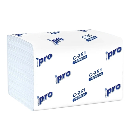 Диспенсерные бумажные салфетки V сложения, PROtissue "PREMIUM" Артикул С251, 2-сл, 210*210