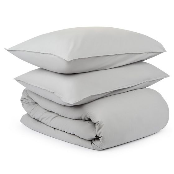 Комплект постельного белья двуспальный серого цвета из органического стираного хлопка Essential