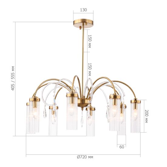 SL1401.303.08 Люстра подвесная ST-Luce Латунь/Латунь, Прозрачный E14 8*40W Luminera