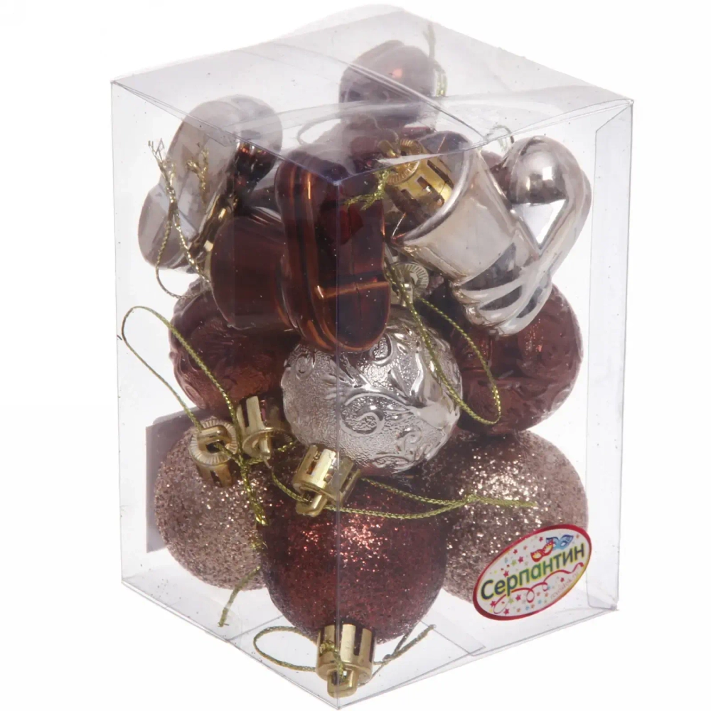 Набор украшений «Волшебное сияние» 4 см (13 предметов), шоколад/шампань