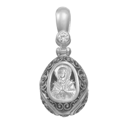 Ладанка из серебра/Чернение/С подвижным ухом/Со вставкой из прозрачного фианита/Семистрельная