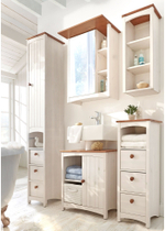 Шкаф навесной для ванной Паула из массива сосны, белый/черри