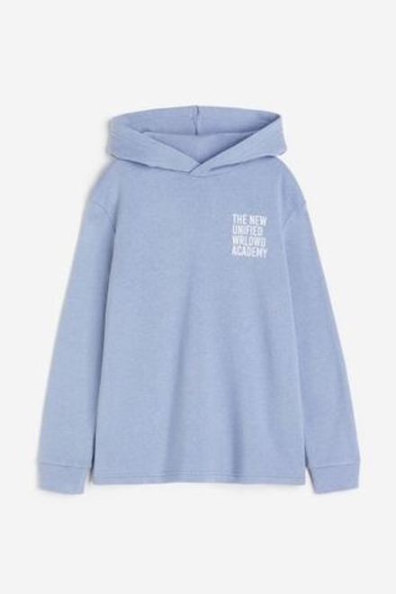 H&M Толстовка с принтом и капюшоном, голубой