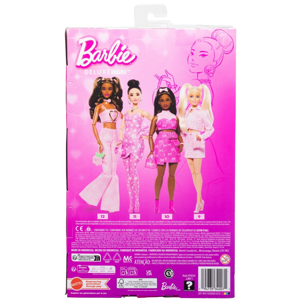 BARBIE Deluxe - Кукла № 11 Розовый наряд в звездочки Причесанные волосы JJN71