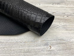 Capra Crocco Black (0,8-1,0 мм), цв. Черный, натуральная кожа