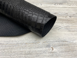 Capra Crocco Black (0,8-1,0 мм), цв. Черный, натуральная кожа козы