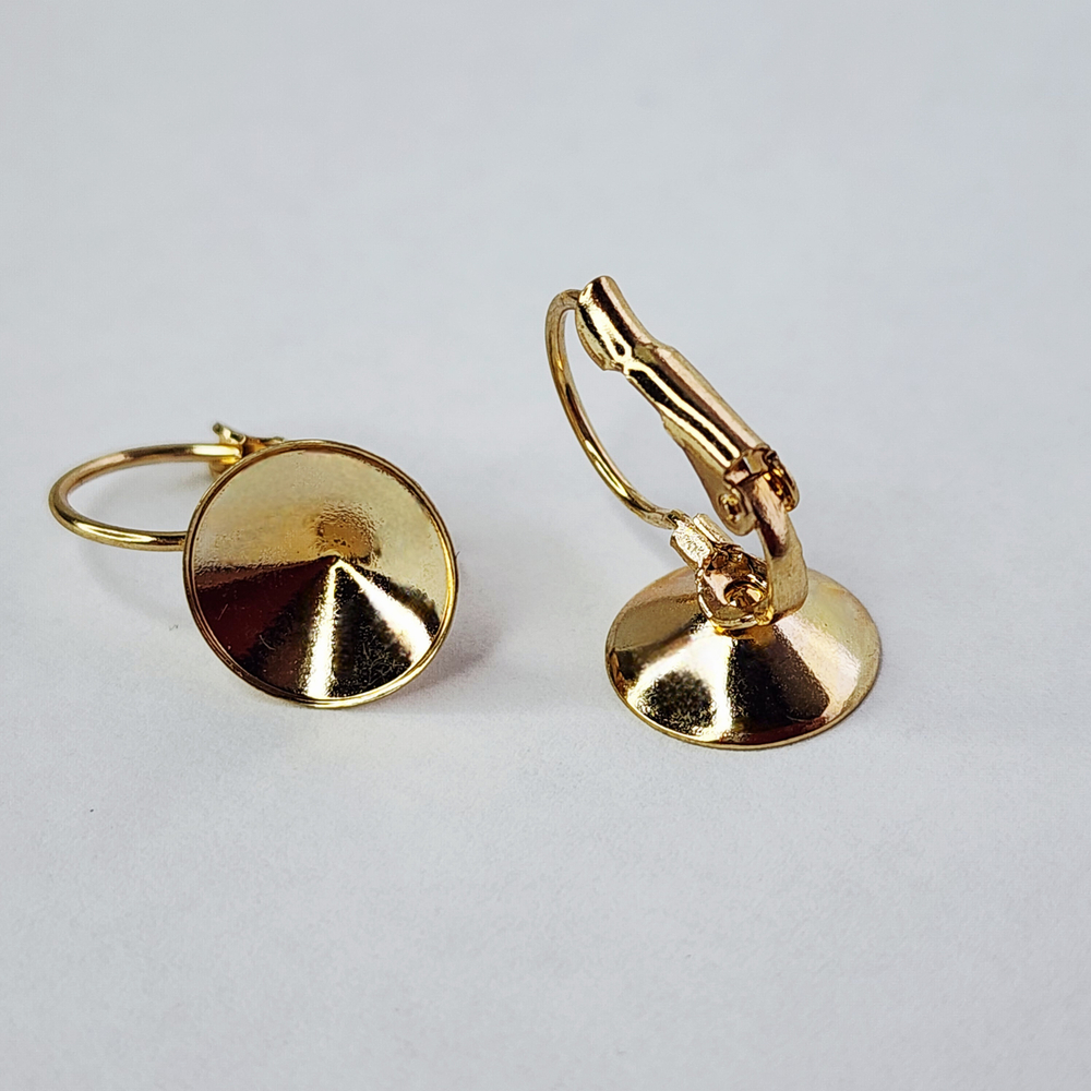 Ювелирные швензы, сталь, позолота под кристалл риволи 12мм, цена за пару