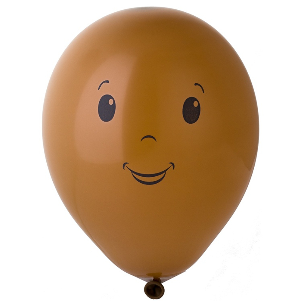 Шар латексный 35см FACE Мальчик (Коричневый)