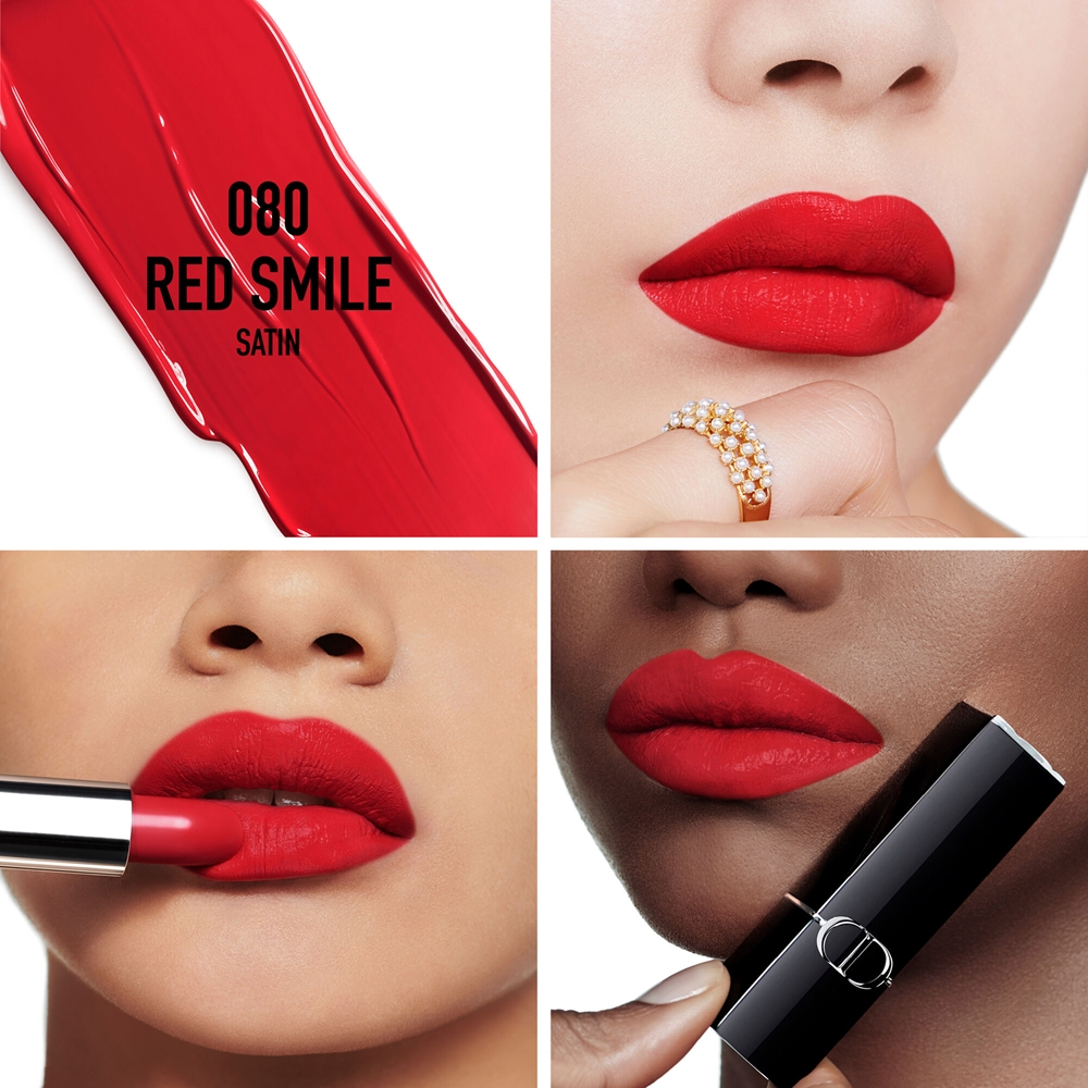 DIOR Rouge Dior - Помада для губ с долгим сроком носки, флакон с возможностью пополнения. оттенок 080 Red Smile Satin, 3 g
