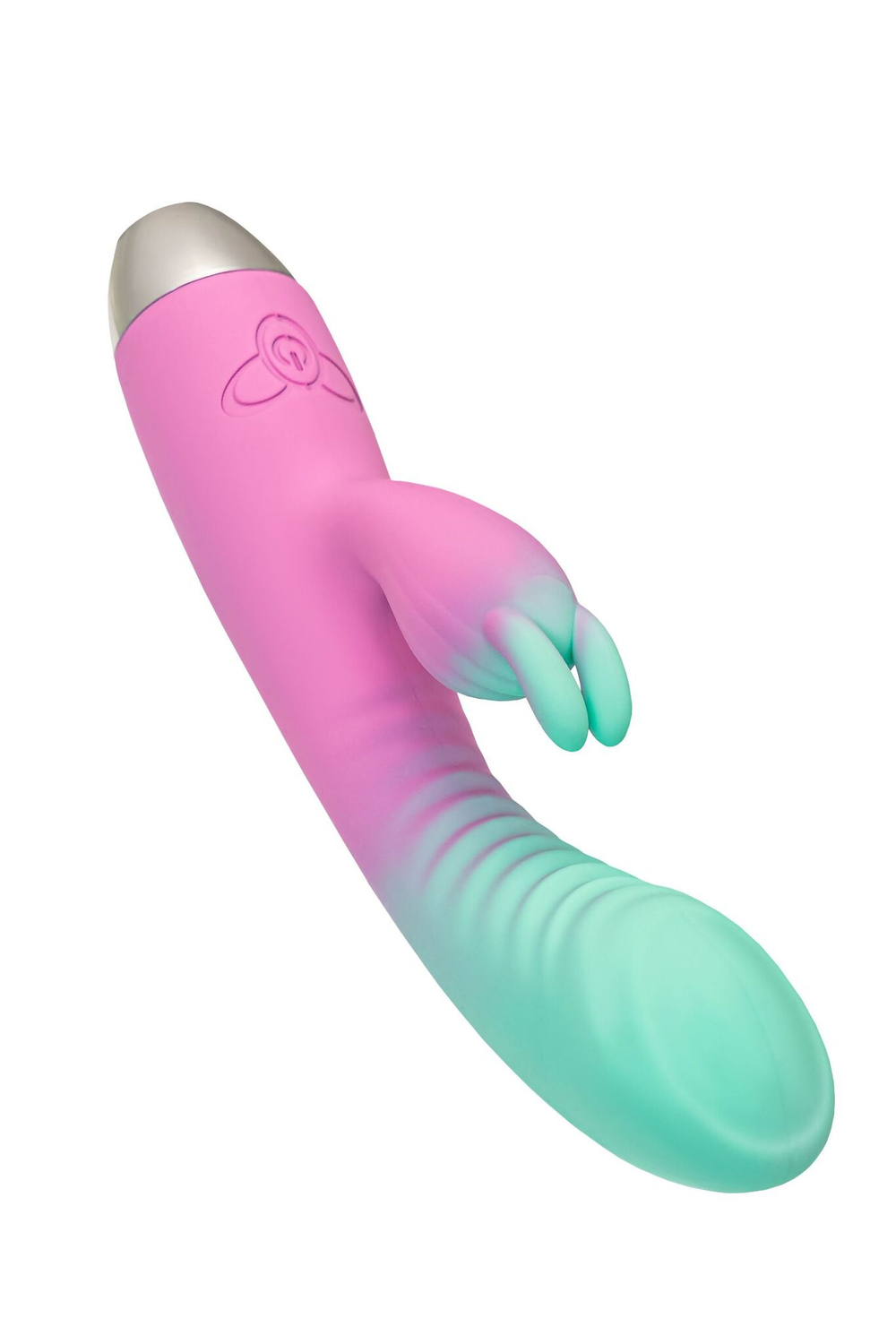 Мятно-розовый вибратор для точки G с клиторальным отростком Orchid - 21 см. (Цвет: мятный)