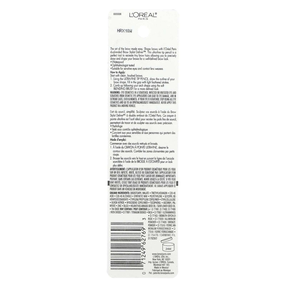 L'Oréal, Brow Stylist Definer, средство для бровей, оттенок 387 пепельно-каштановый, 90 мг (0,003 унции)