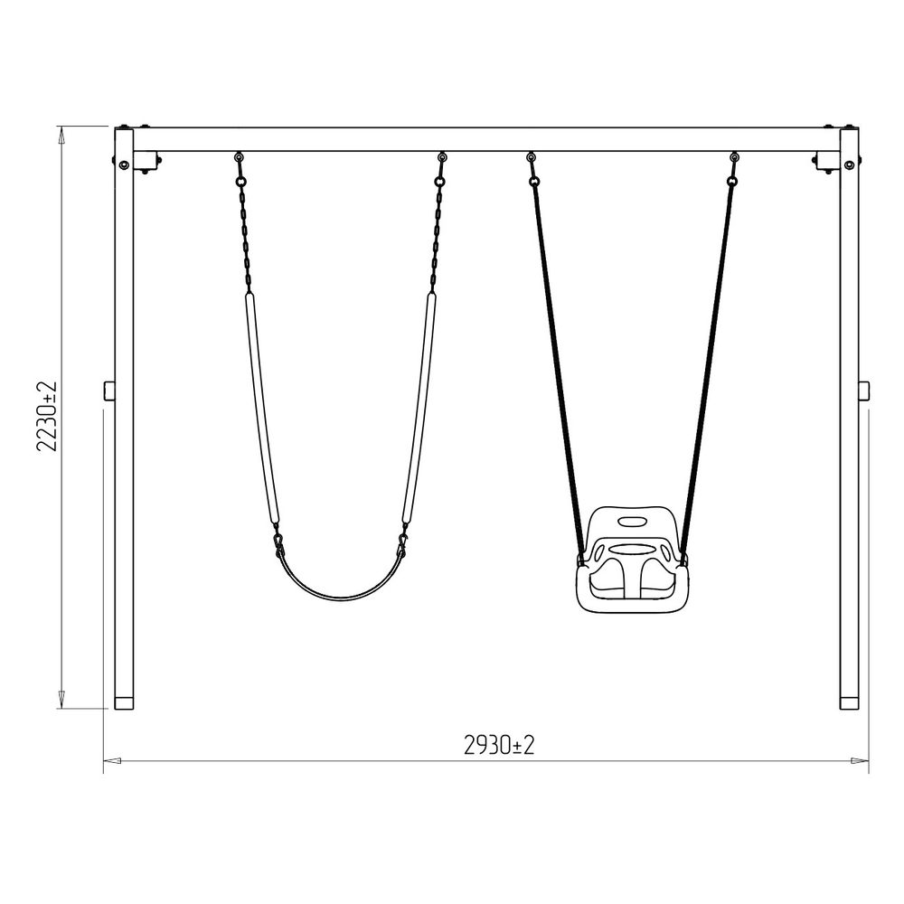 Деревянные качели с качелями со спинкой и гибкими качелями